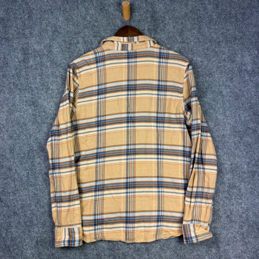 Patagonia Fjord Flannel Shirt Womens Large L Tan Plaid Organic Cotton Button Up - Picture 7 of 8